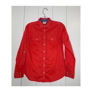 Vintage St. John’s Bay Salmon/Chambray  Dobby button up 100% Cotton – Size S